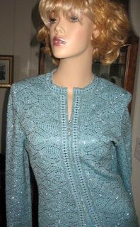 ST JOHN KNIT EVENING SUIT JACKET 2 4 CRYSTALS FANTASTIC YOU WILL 