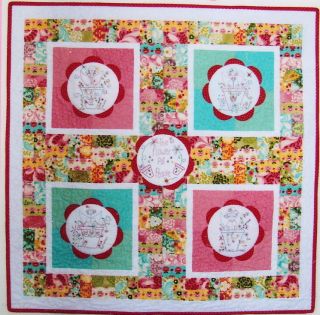 The Flower Pot People   pieced and applique Block of the Month 5 