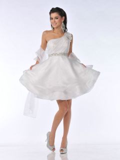 SHORT SEXY PROM WINTER FORMAL EVENING SIMPLE WEDDING PURE WHITE 