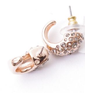   Bittar   Crystal Encrusted Rose Gold Plated Small Hoop Sexy Earrings