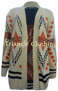 Ladies Womens Aztec Fairisle Alpine Print Cardigan Cardi Nordic 