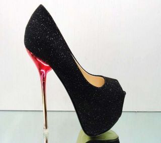   Glitter Super High Heels Platform Open Toe Women Evening Prom Shoe