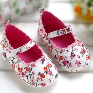 Mary Jane Floral Print Baby Girl Toddler Soft Sole Shoes Size 6 12 M 