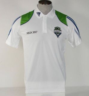   ClimaCool MLS Seattle Sounders White Short Sleeve Polo Shirt Mens NWT