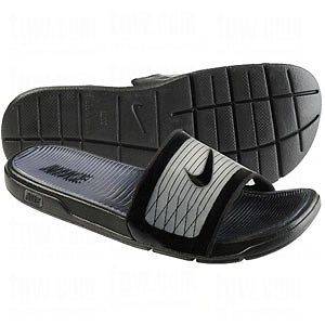   Size 9 Mens Sandals Slides Black Dark Grey Shower Shoes Flip Flop