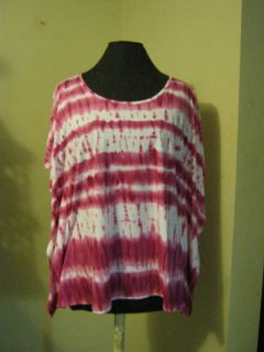 new pink tie dyed batwing blouse sm junior miss casual comfort 