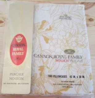 CANNON Royal Family Percale Pillowcases Pillow Cases MIP Vintage