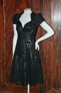    RETRO 1940S PIN UP GIRL LITTLE BLACK DRESS METALLIC STRIPE 2