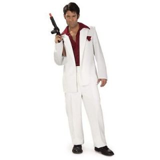 Ru16947 Tony Montana Scarface White Suit Jacket Red Shirt