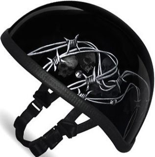 BARBED SKULLS Daytona NOVELTY Motorcycle Half Helmet LOW PROFILE 