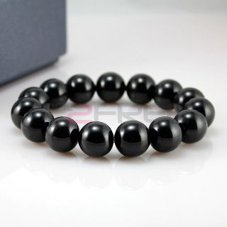   Ionic Health Tourmaline Black Bigger Beads Stretch Bracelet Wristband