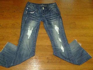 Womens/Juniors ALMOST FAMOUS Jeans Pants DISTRESSED Size 5 Spandex 