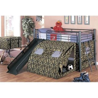   Bunk Beds GI Camo Camouflage Army Twin Bed Set w/ Slide Tent & Ladder