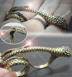 Snake ADDER BITE Serpent Cobra Viper Full Finger Ring Copper Biker Emo 