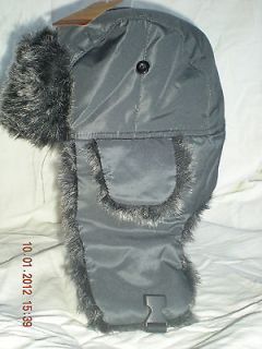   GREY one size fits all winter earflaps bomber faux fur trapper hat