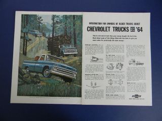 1964 CHEVROLET TRUCKS FOR 64 MOUNTIAN SCENE THREE CHEVY PICKUPS SALES 
