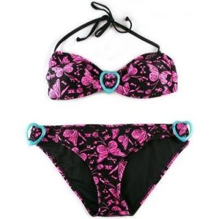   Iron Fist Oh My Butterfly Black Pink Halterneck Bikini Swimwear Set