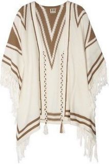 HAUTE HIPPIE cotton knit tribal poncho sweater cape NEW