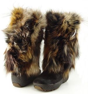 PAJAR FOXTROT Brown Fur Winter Fashion Womens Designer Mid Calf Boots 