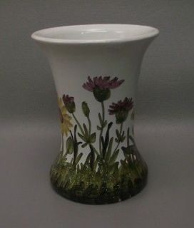 Hand Painted Pottery Vase~Flowers~M​ade in Denmark~Danmar​k~Signed 