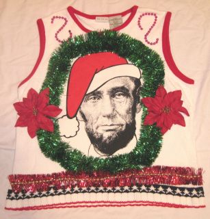 abe lincoln ugly christmas sweater vest women s xl 16
