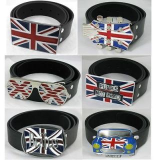 UK England British Union Jack Flag Buckle Genuine Leather Leather Belt 