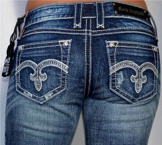 ROCK REVIVAL Womens Denim ALANIS BN Jeans   Boot Cut with Rhinestones 