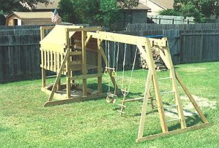 THE WOODEN PLAYGROUND PLAYFORT/SWING SET/PLAYSET PLANS YOU BUILD IT 