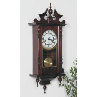   day Brookwood Wall Clock, Crafted Wood, Glass Front, Pendulum, Chimes
