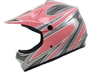   Pink Silver Motocross Dirt Bike Buggy ATV Off Road B MX MX DOT Helmet