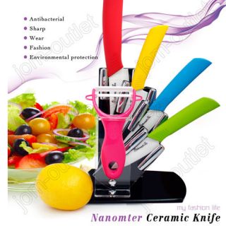   Pe​eler+ Knife Holder Ultra Sharp Kitchen Ceramic Cutlery Knives Set