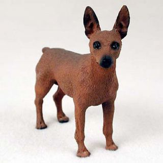 Mini Pinscher Hand Painted Collectible Dog Figurine Red/Brown