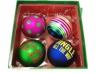   NEW Multi Color Glass Holiday Christmas Ornament Set of 4 BHFO