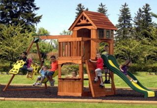 New Kids Cedar Wood Swing Set Slide Clubhouse Playground Playground 