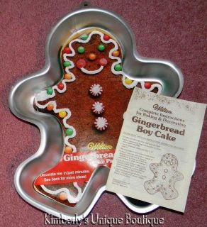 WILTON GINGERBREAD MAN BOY CAKE PAN +insert/bklt MOLD TIN CHRISTMAS