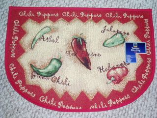 RED HOT CHILI PEPPER Jalapeno TAPESTRY FABRIC KITCHEN ACCENT RUG MAT