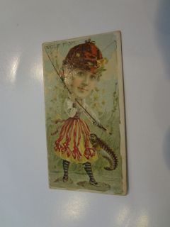 1888 DUKES CIGARETTE TOBACCO CARD FISHERS AND FISH WOLF FISH Old