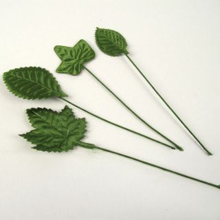 Bundle of 20 SATIN Artificial Mini Buttonhole Corsage Leaves Foliage