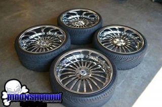   AF 122 ALL CHROME STAGGERED WHEELS RIMS TIRES BMW 7 SERIES 745 750