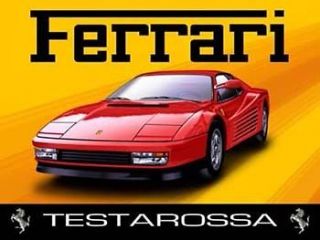 Ferrari Testarossa Metal Sign, Red Italian Muscle Car, Garage, Den 