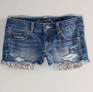 American Eagle Outfitters AE NWT Denim Sequin Pocket Shorts 2 4 6 8 10 