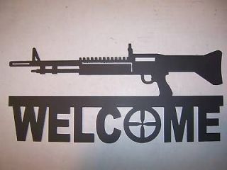 M60 beltfed machine gun metal welcome sign