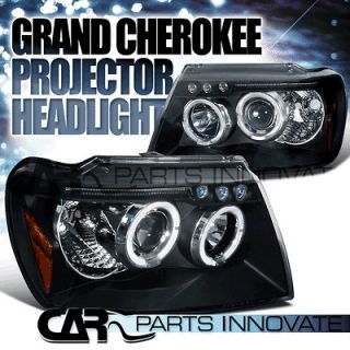  JEEP GRAND CHEROKEE BLACK LED HALO PROJECTOR HEADLIGHTS (Fits: Grand 