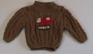 Gymboree In the Forest Boys Brown Cable Knit Snow Plow Sweater Sz 3 6M
