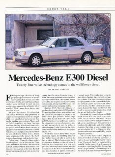 1994 Mercedes Benz E300 Diesel   Classic Article D101
