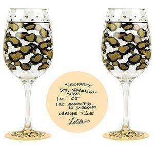 NWT Lolita Acrylic Wine Glass Set Birthday Leopard
