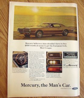 1967 Mercury Cougar Ad Get the European Look Meet Cougar