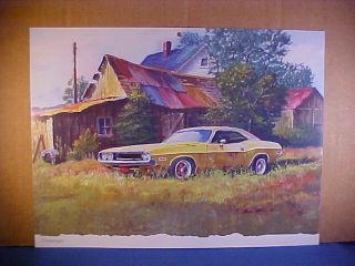 1970 Dodge Challenger barn find junkyard calendar art by Dale Klee 