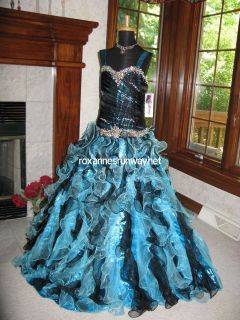 Tiffany 13320 Black Turquoise Girls Pageant Gown