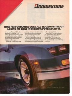 Vintage 1987 Bridgestone Tire Camaro Magazine Print Advertisement Page